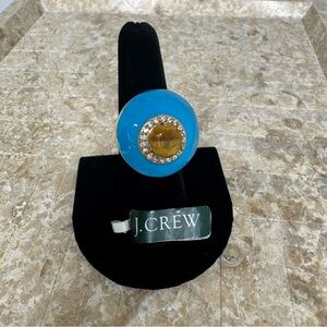 J. Crew Blue and Gold Statement Dome Ring size 8